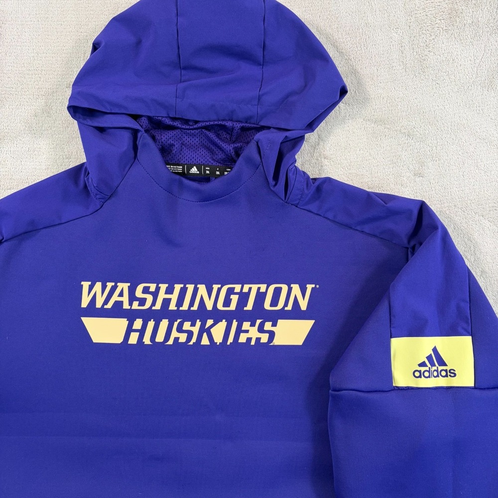 Adidas NCAA WASHINGTON HUSKIES GAME MODE HOODIE Men 2XL Purple Pullover Football